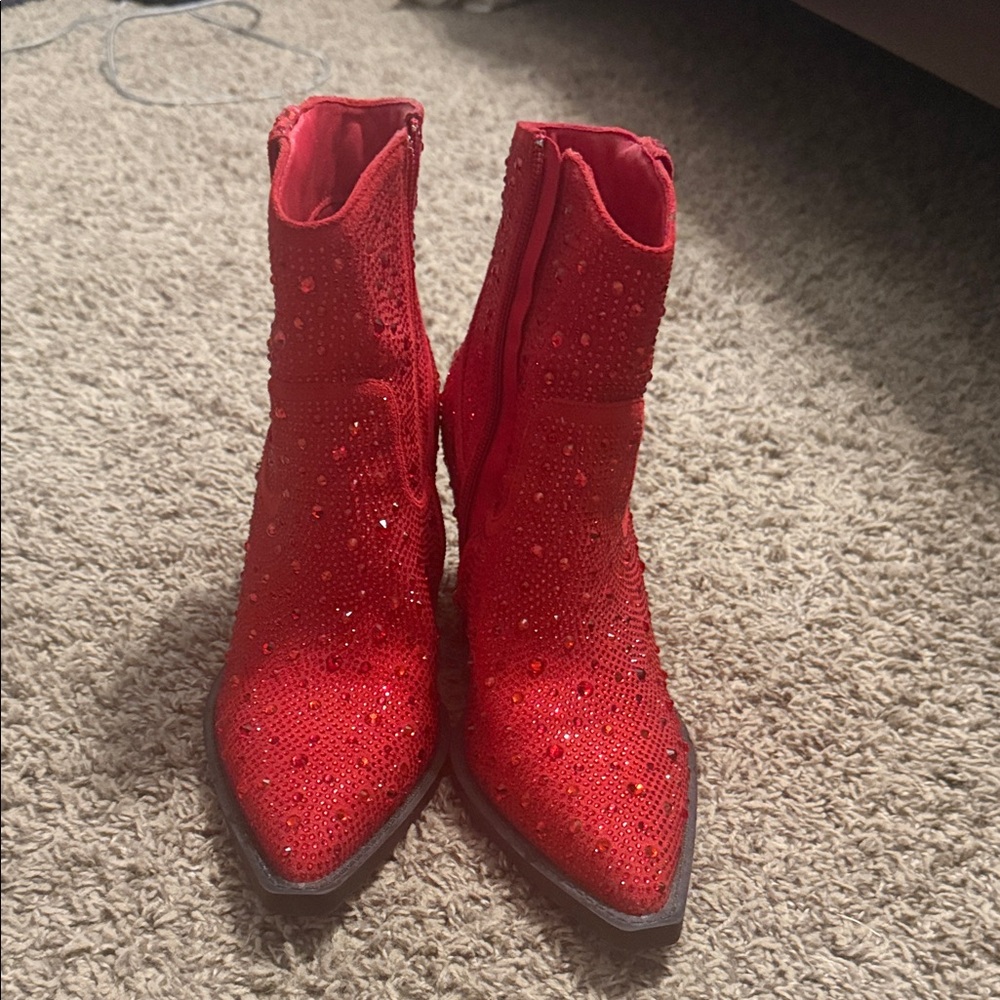 Red Sequin Women's Boots